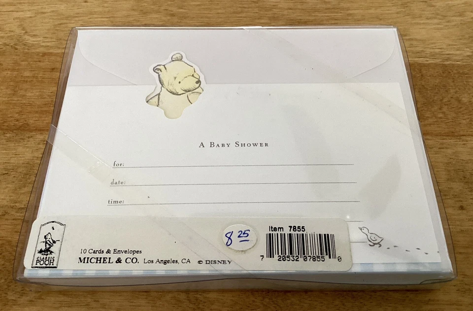 2 cajas de invitaciones de baby shower MICHAEL & CO DISNEY CLASSIC POOH, 10 cada una-NUEVAS Foto 3 de 4