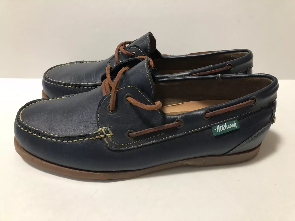 Hitchcock Wide Shoes Mens 9 Dark Blue Leather Made in Mexico