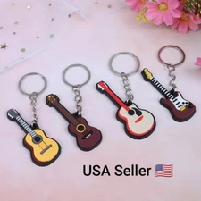 1PC Soft Silicone Instrument Keychain Folk Electric Classical Guitar Ukulele Key