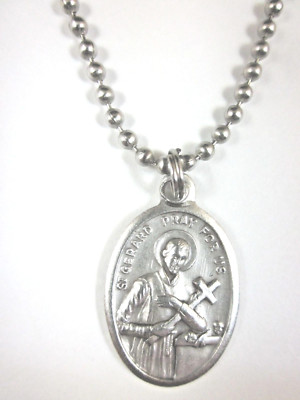 St Gerard Medal Italy Pendant Necklace 24" Ball Chain Gift Box & Prayer ...