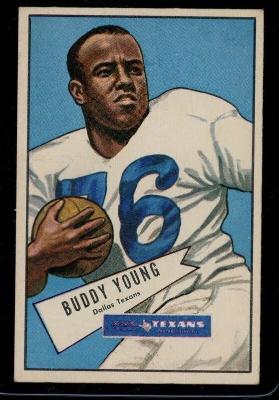 1952 Bowman Large #104 Buddy Young Texans Lt. Wrinkle At Bottom VG/VG-EX LOOK SV