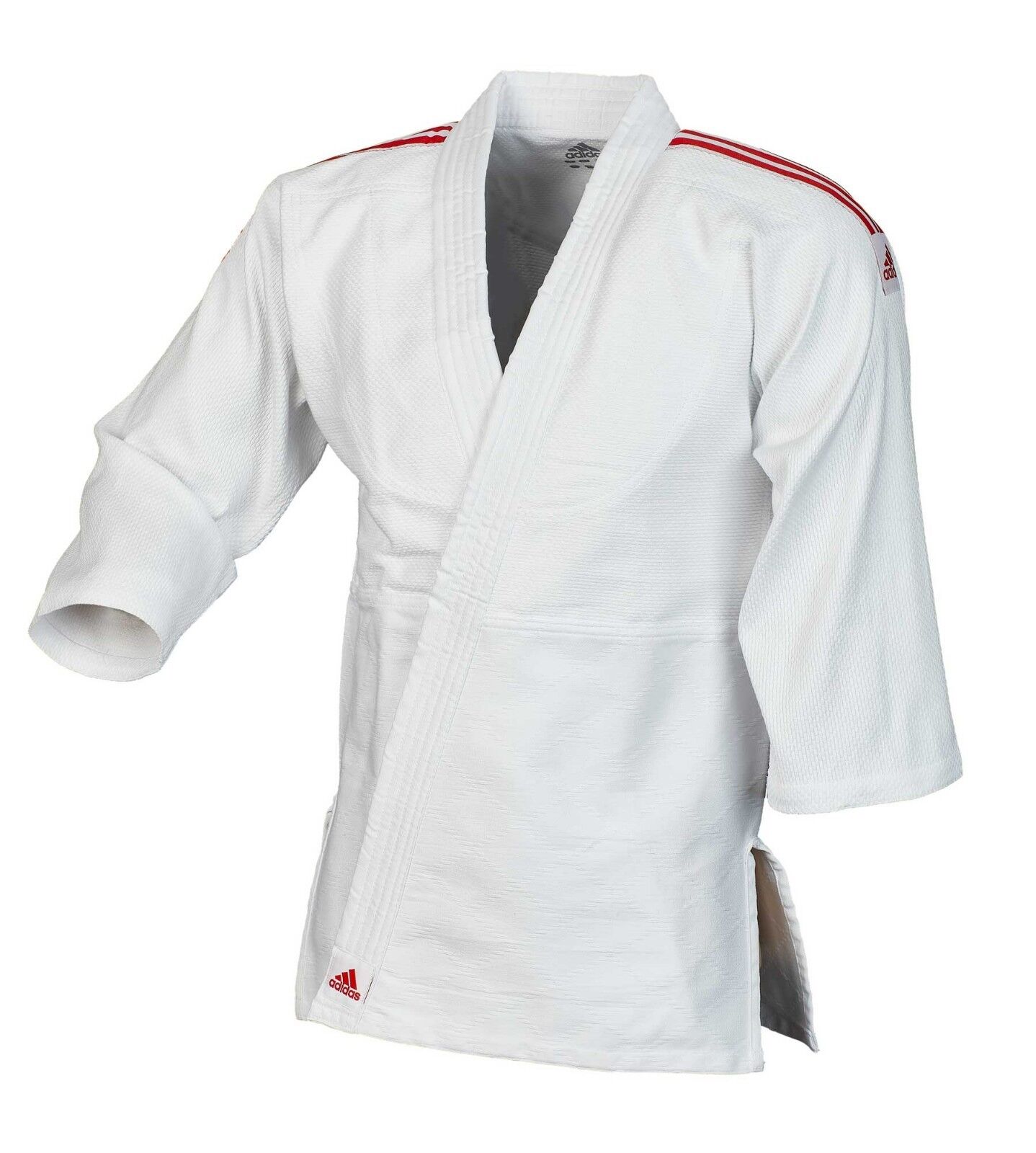 adidas Judo-Anzug Club weißrote Streifen, J350 - Judoanzug - Judogi - Judo Gi