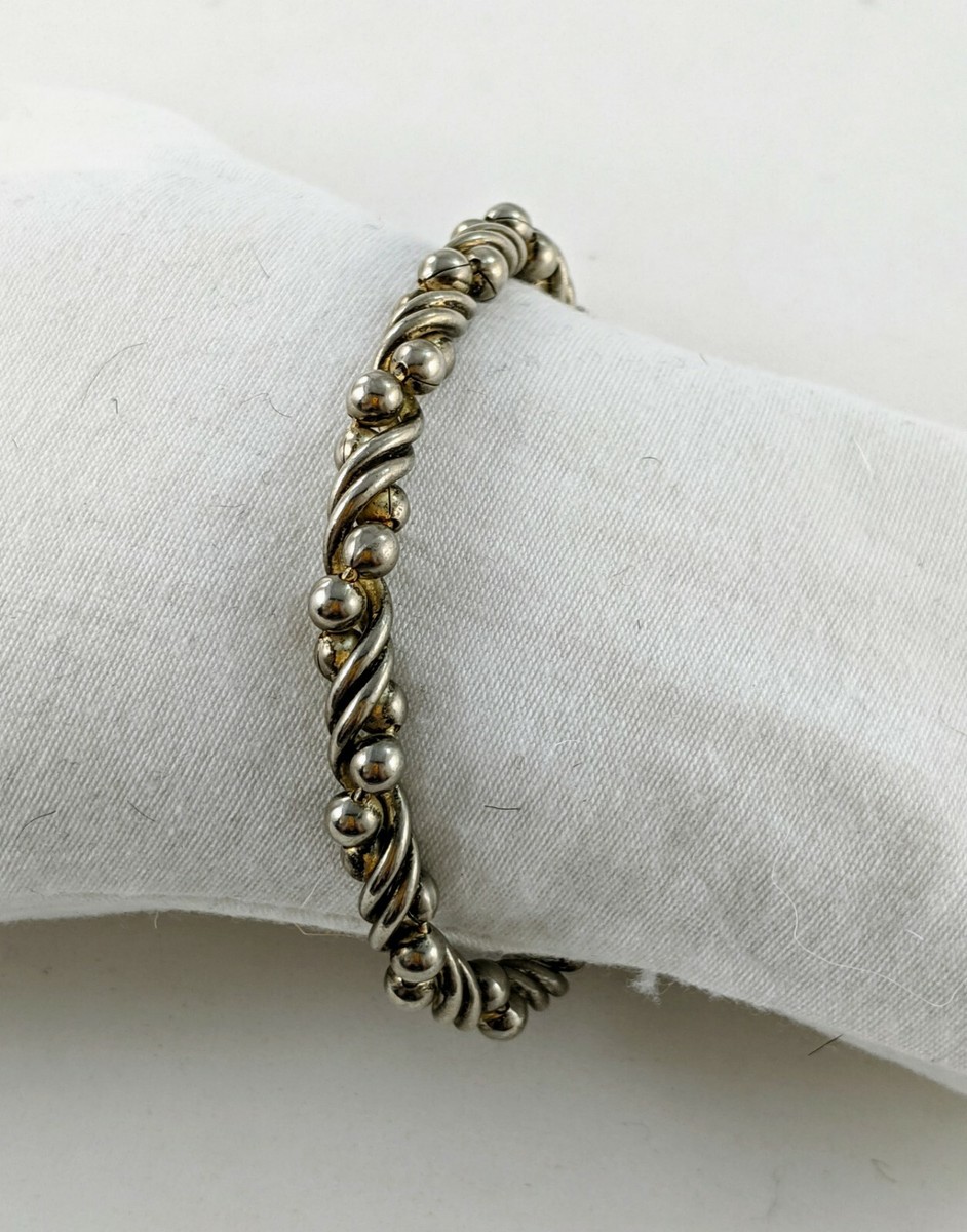 Rope Twisted Metal Delicate Silver Tone Boho Bracelet
