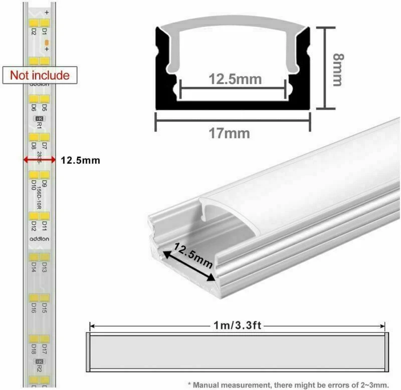 5st 1M LED Aluminiumkanal Aluminiumnut Lampenleisten Alu Eloxiert Schiene Leiste - Bild 2 von 4