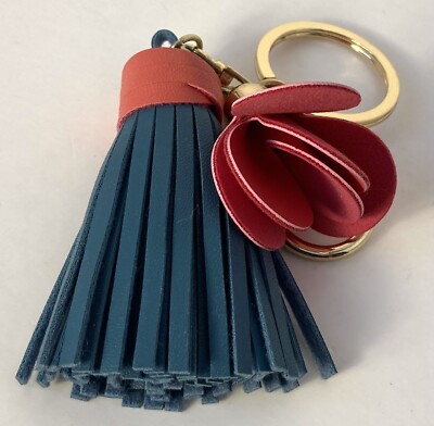 Keychain Tassel Flower Bag Car Key Ring Fashion Drk Teal Pink Gold Tone 5'' Long 