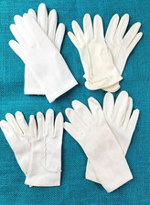 4 Pair Vintage Girls White Dress Gloves Easter Church Play Beaded Hong Kong USA