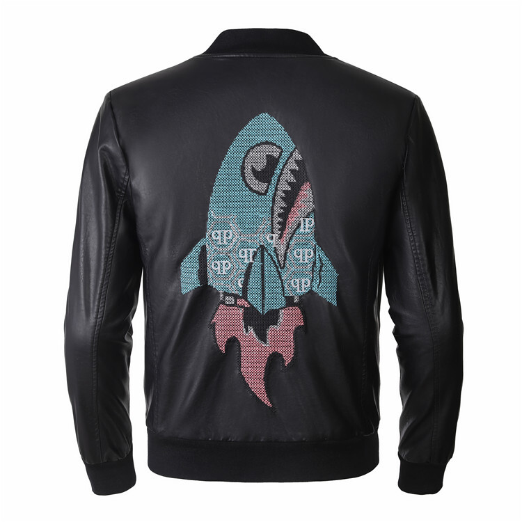 LEATHER JACKET RHINESTONE SKULL PHILIP PLEIN JACKET PHILIPp LEATHER BIKE SKULL-image