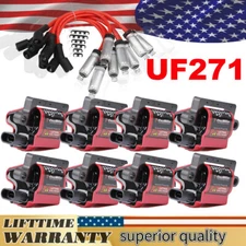8 Ignition Coil w/ Spark Plug Wire Pack For Chevy GMC 5.3L 6.0L 8.1L 4.8L Square