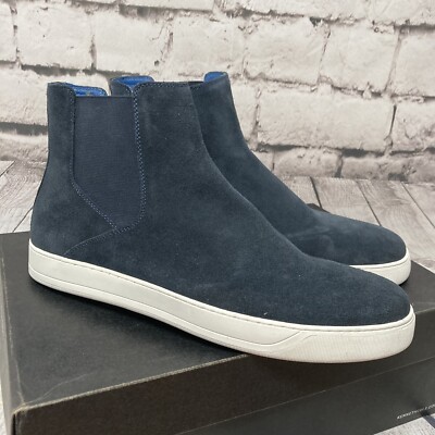Kenneth Cole Boots Mens 12 High Top Navy Blue Silver Technology Jasper Leather