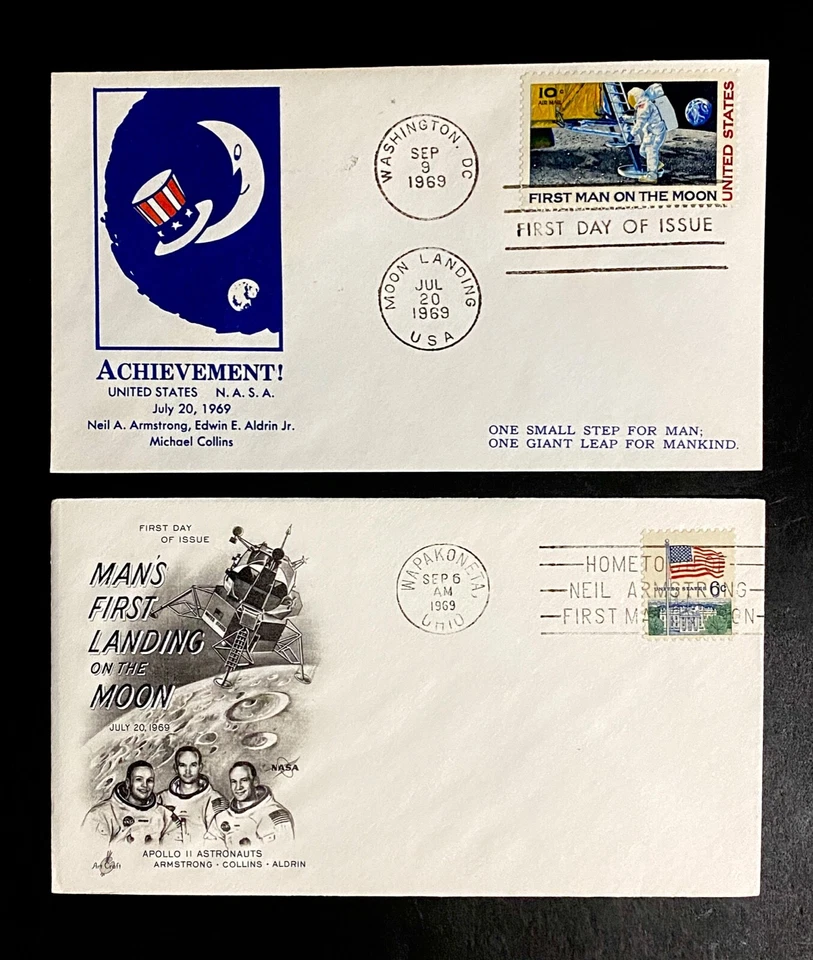 StampTLC US C76 Apollo11 Space Moon Uncle Sam Neil Armstrong Home Town 1969 FDC - Image 2 of 4