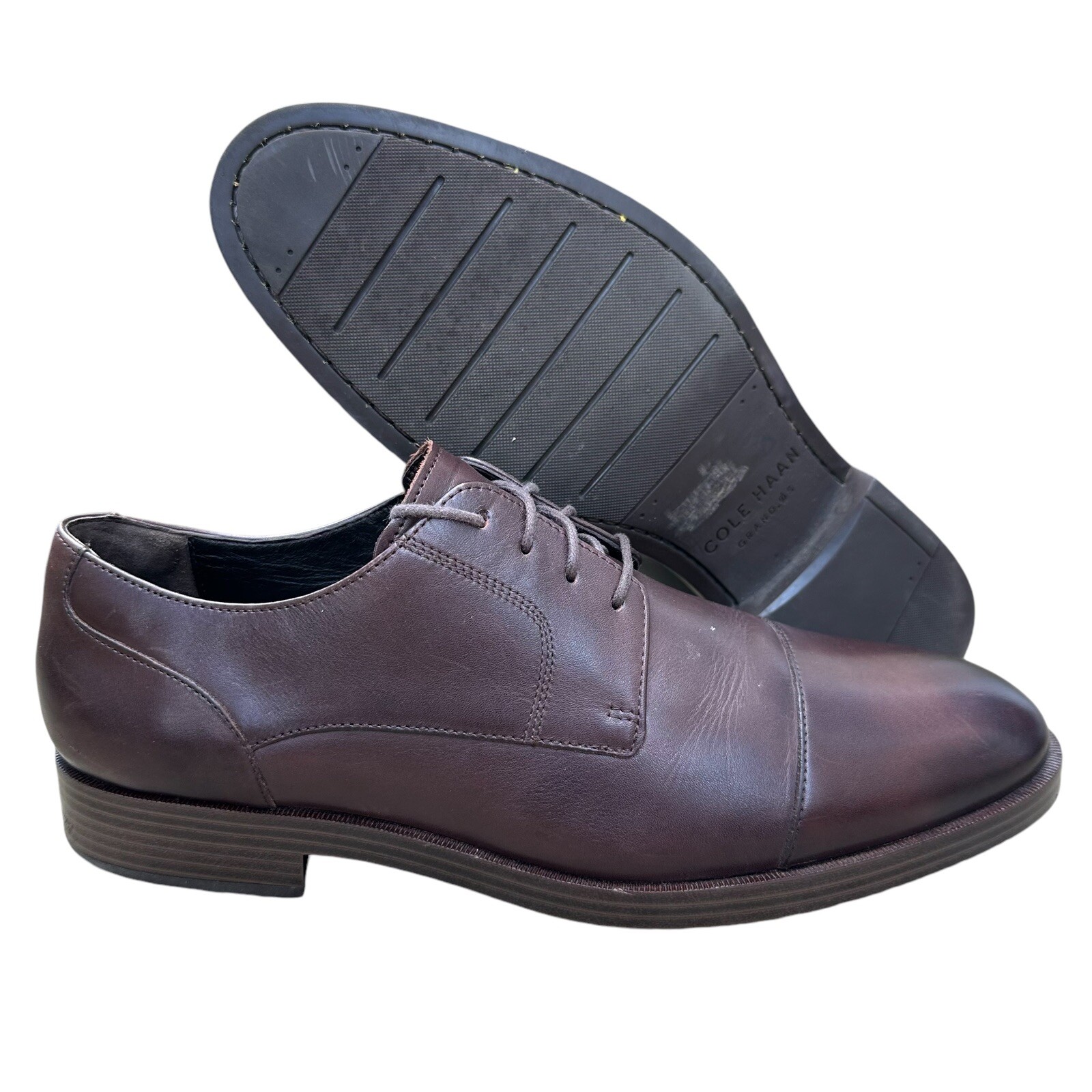 SAOLA Scarpa Oxford Cole Haan Henry Grand Blucher da uomo taglia 9 5 M in pelle marrone punta a cappuccio