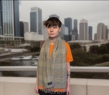 Lauren Ralph Lauren 100 Lamb Wool Plaid Rectangular Scarf 12"x60  Vintage READ