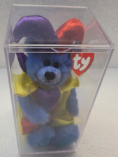 TY  CALLIOPE the JESTER BEAR ATTIC TREASURES with TAG in Protective Display Case