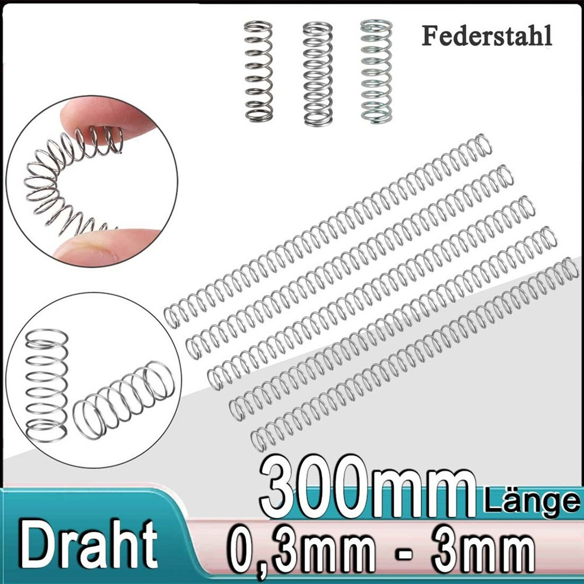 10X Drahtstärke 0,3/0,4/0,5/0,6mm Zugfeder Verlängern Feder Haken