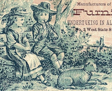 1880s Howard & Clement Furniture Ithaca New York Couple Sitting On Bench & Lamb