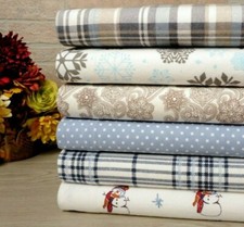 Bibb Home 100 Cotton Printed Flannel Sheet Set - Cozy Soft Deep Pocket Sheets