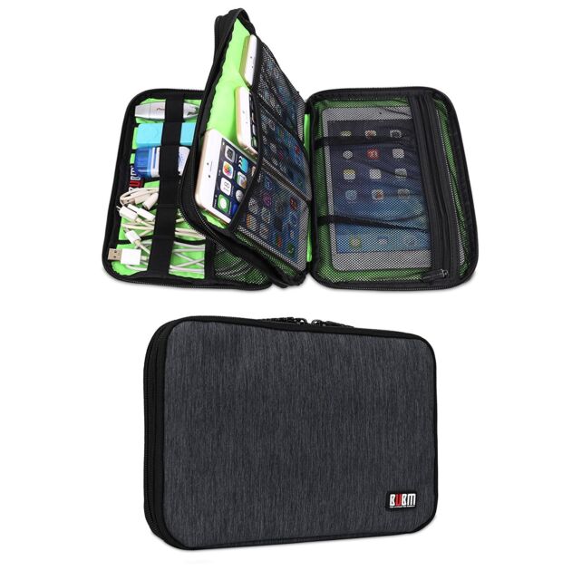 BUBM Double Layer Travel Gear Organizer Electronics Accessories Bag (M Black)