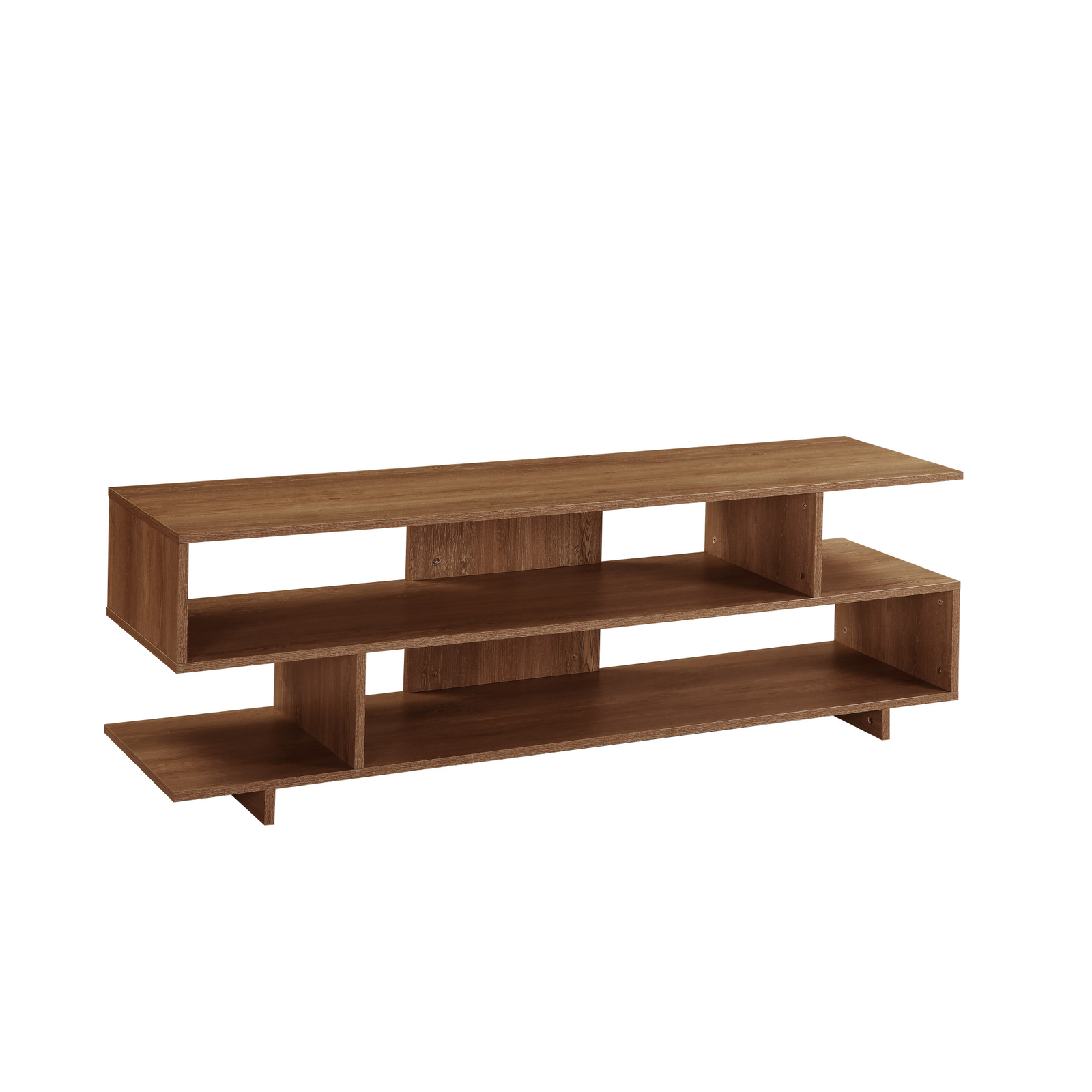 TV Stand In Walnut Finish Media Console Table Modern Cabinet For Entertainment