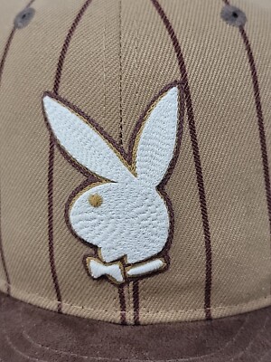 Playboy Hat Lids Snapback Tan w/Pinstripes 70th Anniversary 42 74