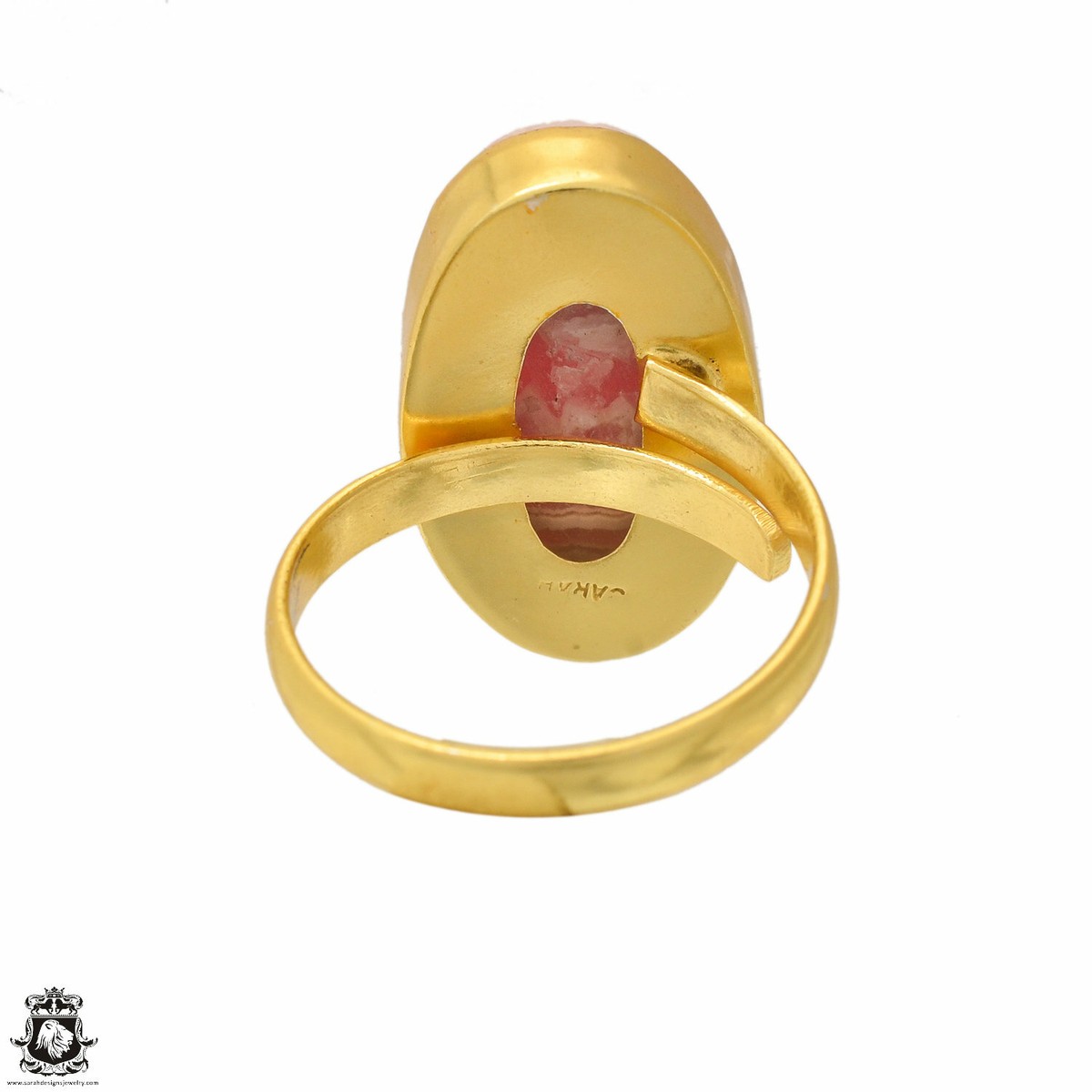 自家製 Rhodochrosite Genuine ハーフパン Size 10.5 - Size 12 Adjustable Rhodochrosite 24K Gold Plated