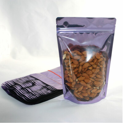 25 Heavy Duty 6x9 Stand Up Pouches Bags Clear Front Lavender with Zip lock 8oz
