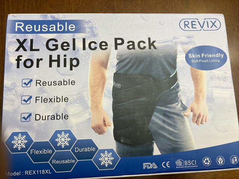 REVIX Extra Large Hip Ice Pack Wrap After Surgery, Reusable Cold Black 