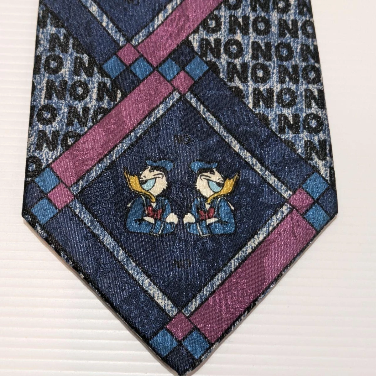 Vintage 90s Grumpy Donald Duck No Novelty Wide Tie Davenport Disney