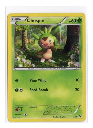 Chespin 3/39 Holo Common Kalos Starter Set Pokémon Card