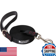 Leash Boss 15 Foot Dog Leash with Padded Handle - Long Leash for Hiking, Camping