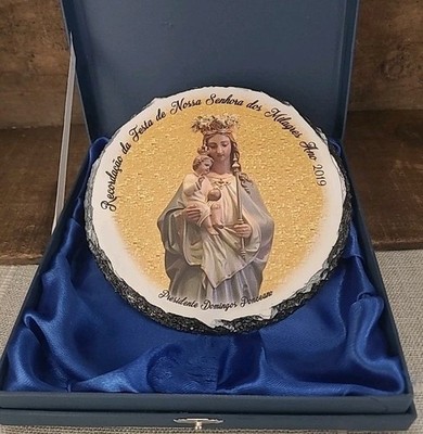 Nossa Senhora dos Milagres Commemorative Plaque 2019   Stone Keepsake in Gift...