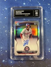 2023 Bowman Chrome Yoander Rivero 1st Refractor Auto /499 Gem Mint GMA 10