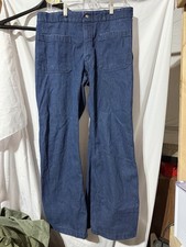 Vintage 80s Seafarers Bell Bottoms Flare Jeans 32x28 Wide Leg US Navy Denim