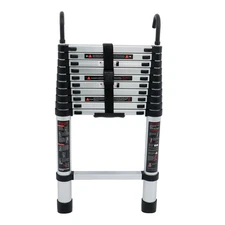 LABLT 10.5FT 330lbs Aluminum Folding Telescopic Ladder Extension Ladders W/Hooks