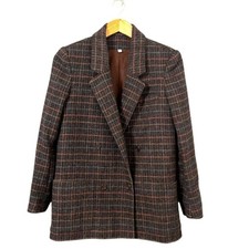 Vintage Peabody House Wool Blazer Size 7 8 Charcoal Multi Stripe