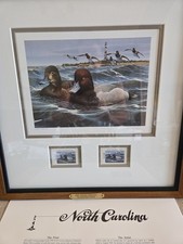 1990 NC Migratory Redheads Waterfowl Print Stamps Signed Number Robert Leslie