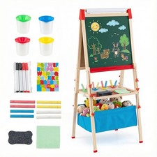 COSTWAY Adjustable Art Easel for Kids Foldable Double-sided Easel