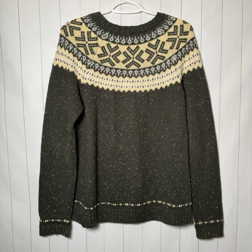 Suéter De Colección Rue 21 Gals Mezcla de Lana Fair Isle Invierno Cuello Redondo Verde Oscuro Grande Foto 4 de 4