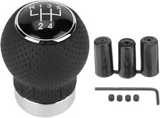Car Shift Knob - 5 Speed Transmission Head, Black Leather Handle, Universal Leve