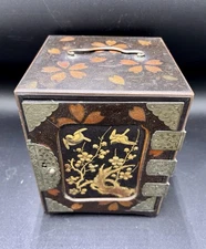 Antique Japanese Meiji Period Lacquer Gilt Kodansu Mini Chest Cabinet