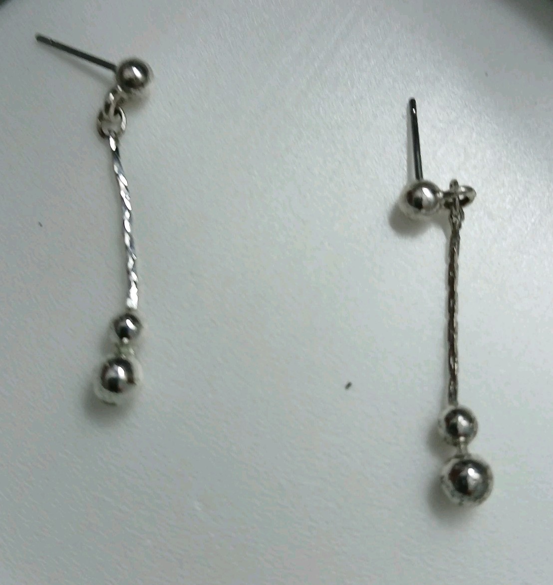 Silvertone Drop Post Earrings Delicate Chains and… - image 5