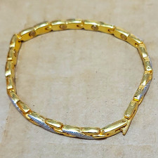 Two-Tone Magnetic Therapy Bracelet Gold Silver Twist Link Arthritis Pain Relief