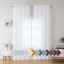 Sheer Curtains 84 inches Length 2 Panels Set, 42"W x 84"L Pack of 2 White