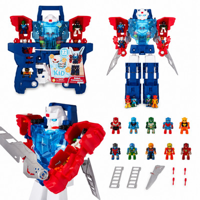 Kid Connection Robot Transporter Lights Sounds Transforming Robot 32 Pc Toy
