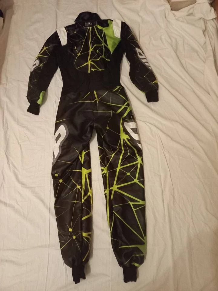 TUTA KART LUCIDA TOP TG 50 NERO VERDE BIANCO OMP RACING KS-1R SENZA OMOLOGAZIONE - Immagine 2 di 4