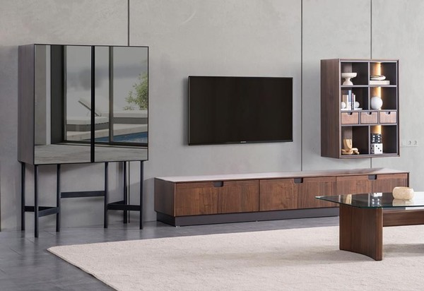 Wohnzimmer Luxus MöBel Wohnwand Tv-StäNder Wandregal Holz Braun Modern Neu-image