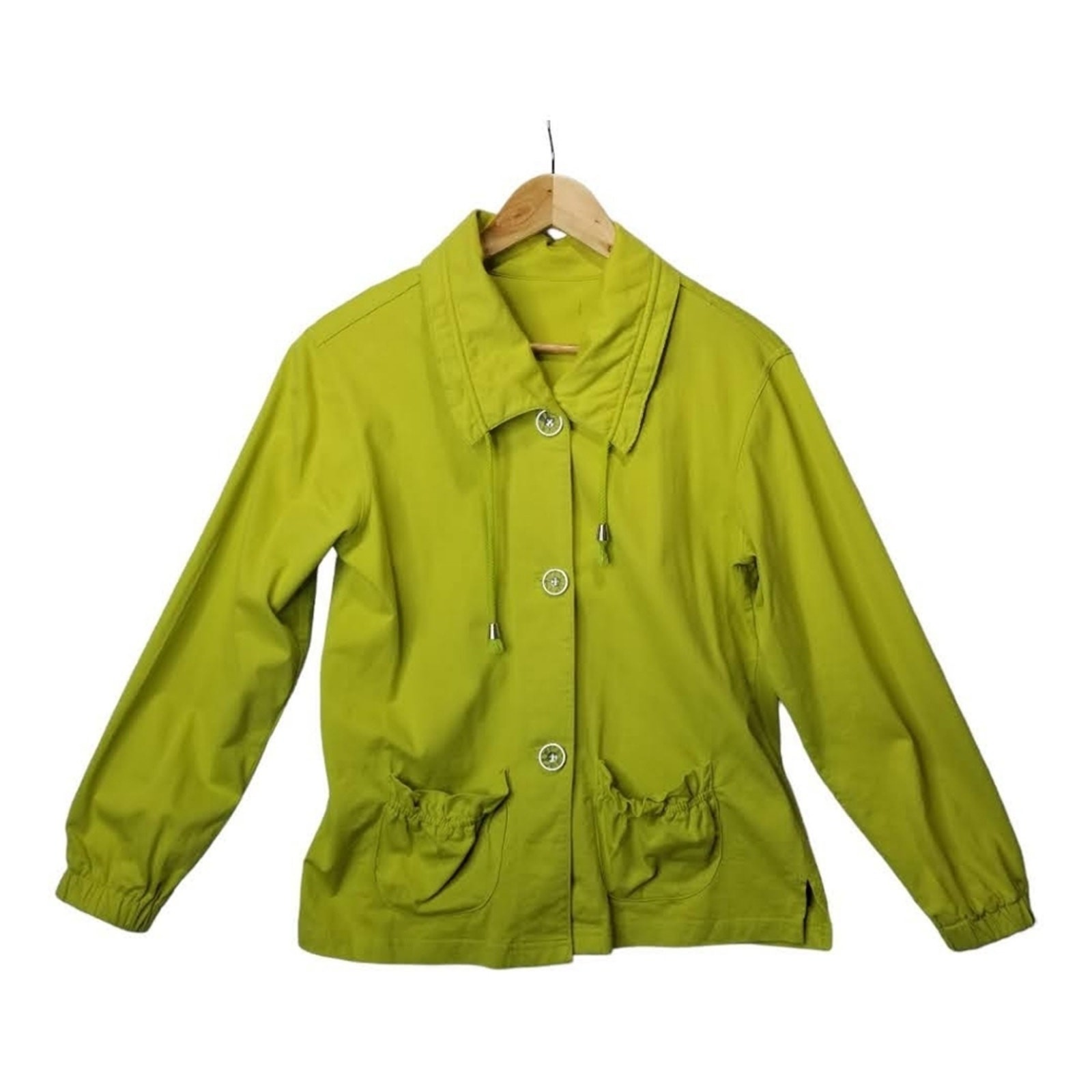 Womens Jacket Medium Button Front Drawstring Coll… - image 1