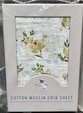 NEW Little Unicorn Cotton Muslin Crib Sheet Baby Floral Yellow Rose