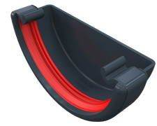 uPVC Anthracite Grey 7016 Half Round Gutter Stopend - Freefoam Freeflow