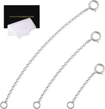 3 Pcs 925 Sterling Silver Necklace Extender Silver Chain Extenders for Neckla...