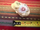 Fenton Burmese Satin Glass Frog Figurine Hand Painted Floral Signed D. Frederick